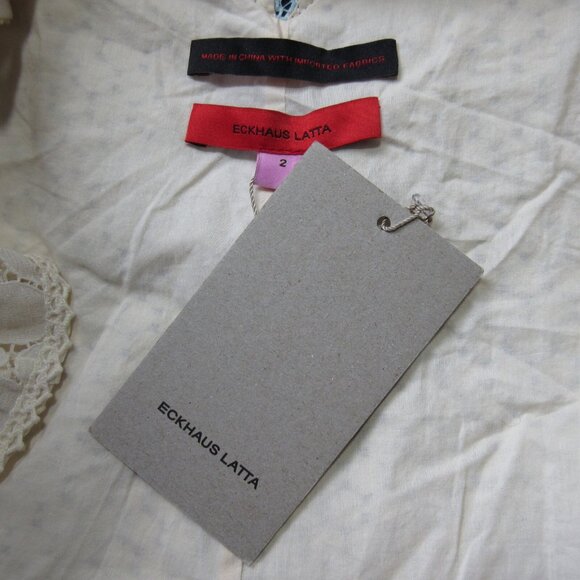 NWT Eckhaus Latta Dolly in Ecru Navy Lace A-line Mini Tank Dress 2 $625 - Picture 5 of 9